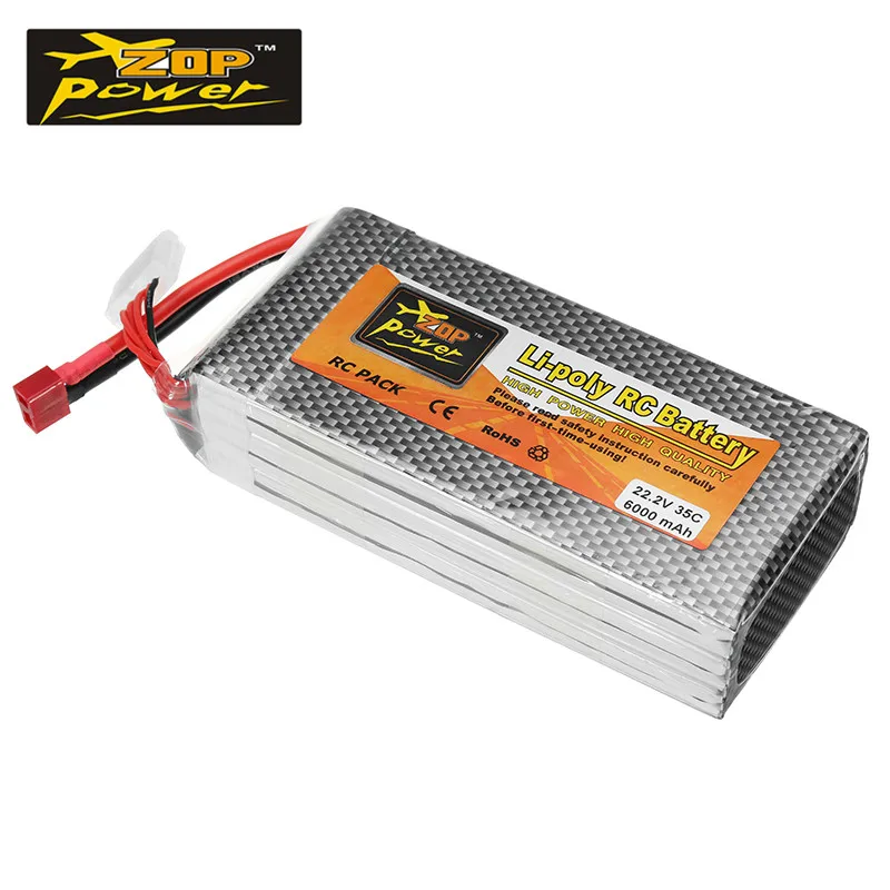 Перезаряжаемый ZOP Power 22 2 V 6000mAh 35C 6S Lipo батарея T вилка для радиоуправляемых моделей
