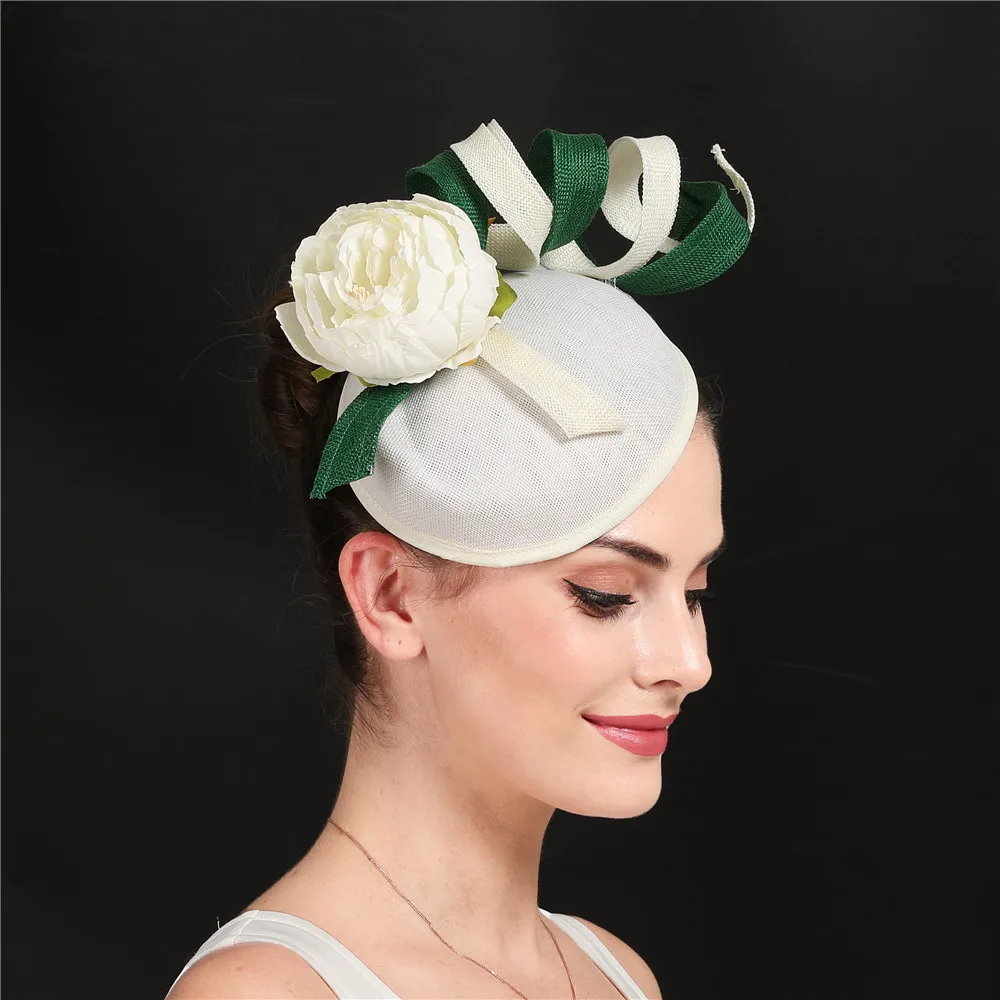 

Ivory Ladies Event Flower Headwear New Derby Hair Fascinators Hats Women Classic Wedding Hair Accessories Fedora Chapeacu Clips