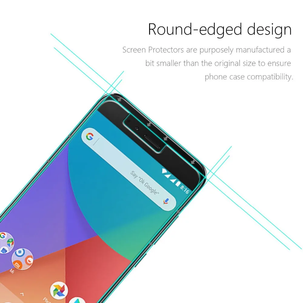 2 шт. 9H 2.5D прозрачная пленка для Xiaomi Mi A1 / 5X закаленное стекло пластиковая защитная