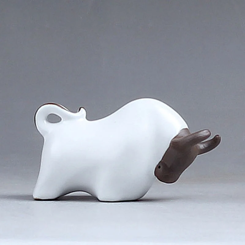 Китайский ручной работы Прекрасный бык статуя Чай комплект питомец Ru печи