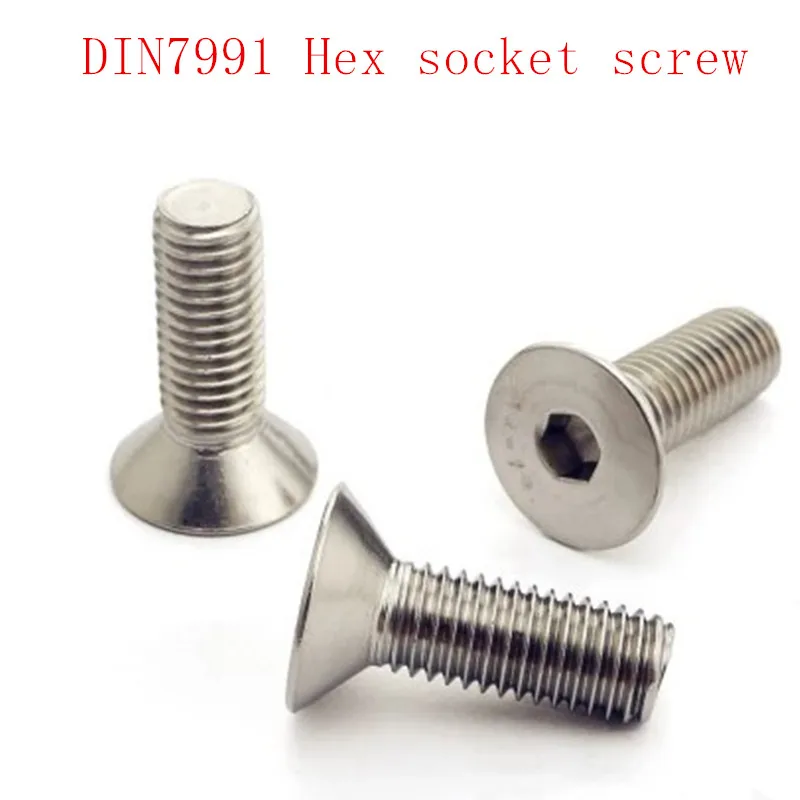 304 stainless steel 5-50 шт. M2 M2.5 M3 M4 M5 M6 M8 Нержавеющая сталь Черный класс 12,9 DIN7991 шестигранный винт с потайной головкой шестигранный болт - Цвет: 304 stainless steel