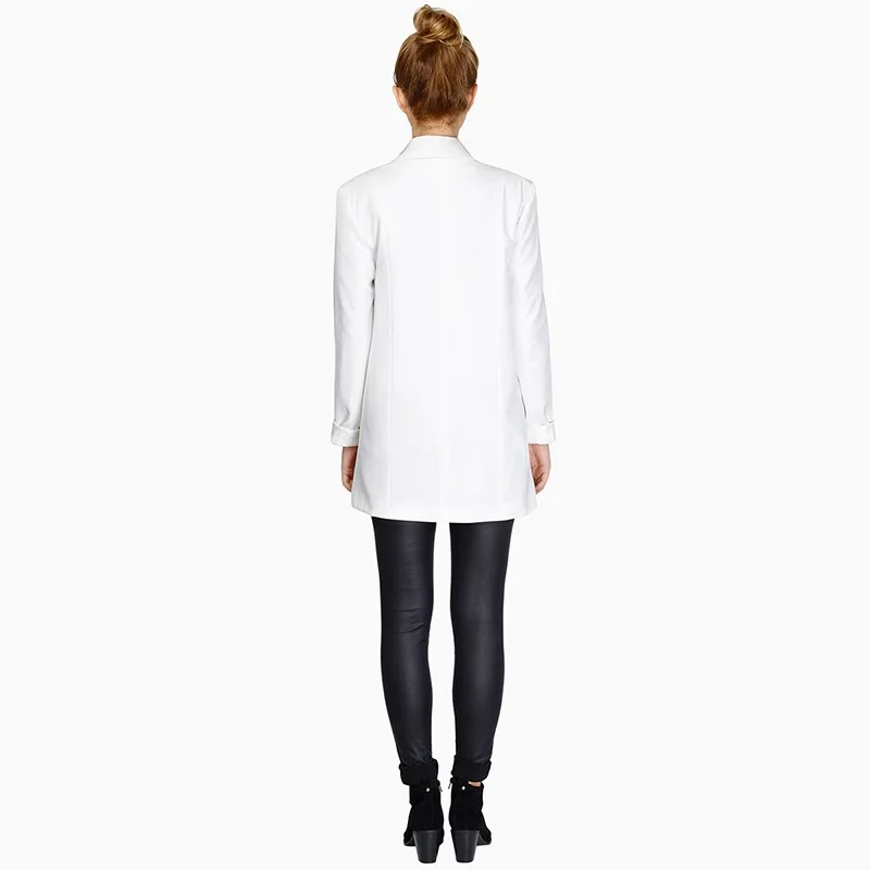 Women casual long blazer white black and blue blazer