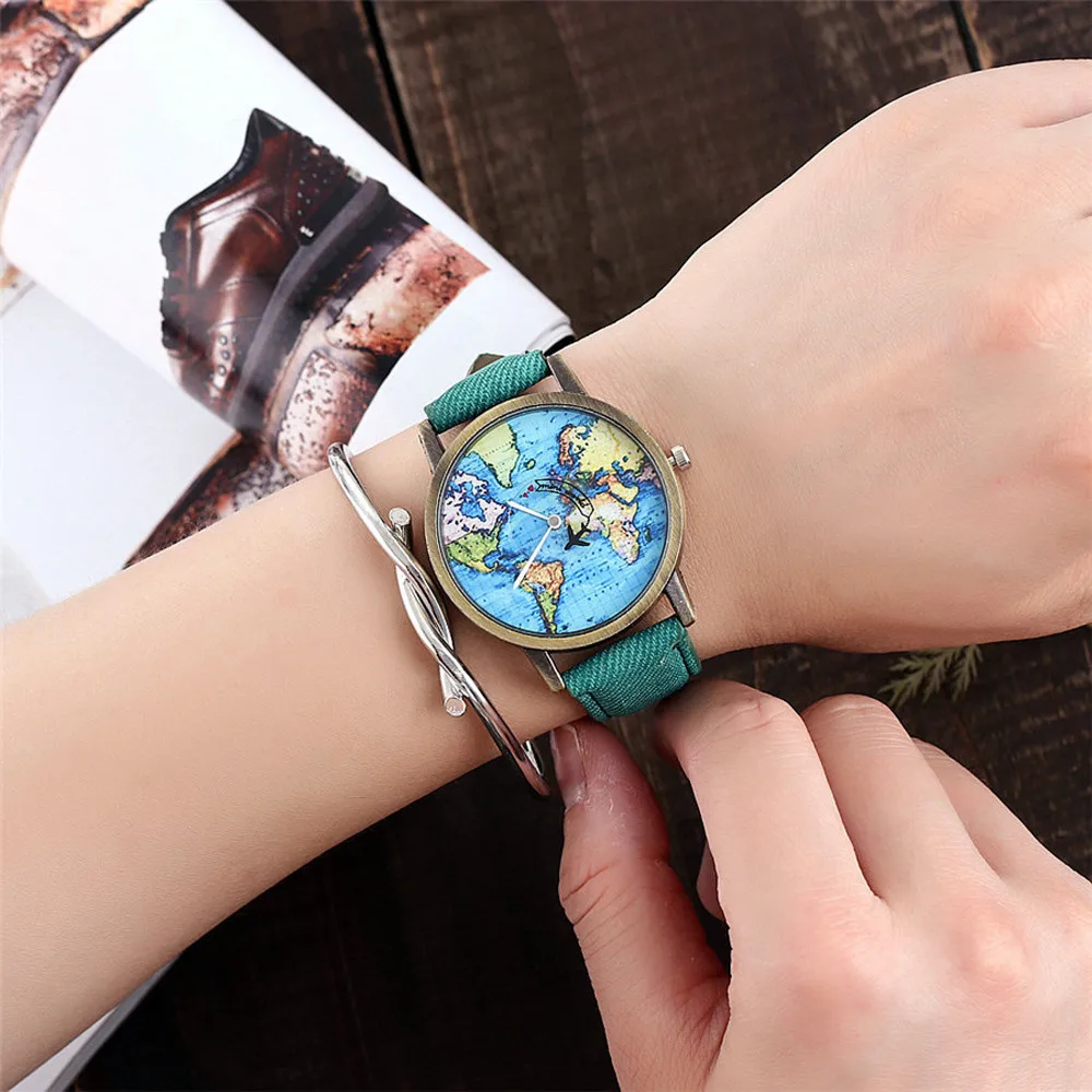 2019 модный бренд часы дамы новый глобальный путешествия самолет географические