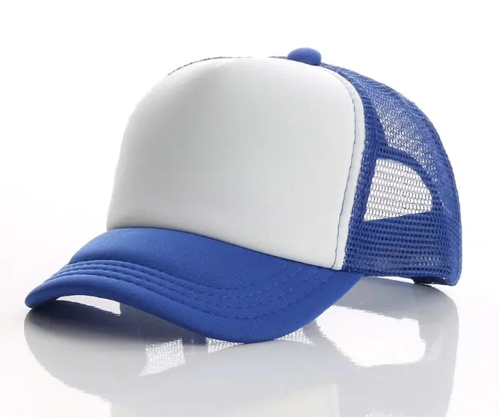 blue and white Детские DIY пользовательские логотип грузовые шапки летние дышащие акриловые бейсболки с логотипом для мальчиков и девочек Snapback шапки - Цвет: blue and white