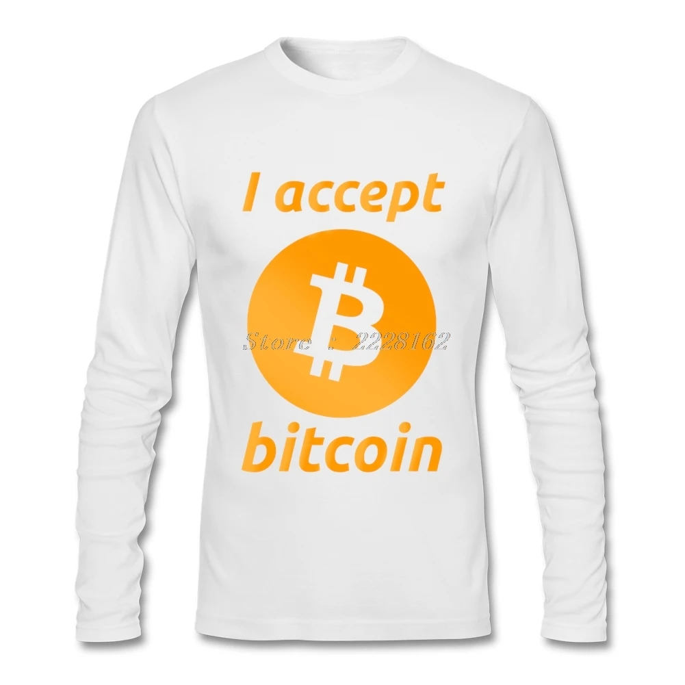 HU & GH men I Accept Bitcoin футболка s греческая artwork Cash XS 3XL с длинными рукавами для