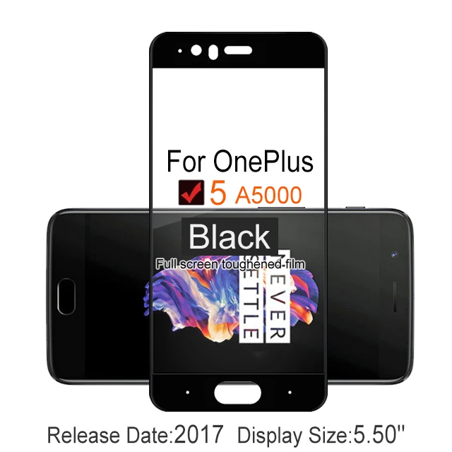 OnePlus 5 Black 2 шт Полное покрытие из закаленного стекла для OnePlus 5 5,5" протектор экрана 9 H на защитном стекле чехол для 1+ 5 A5000 пленка - Цвет: OnePlus 5 Black