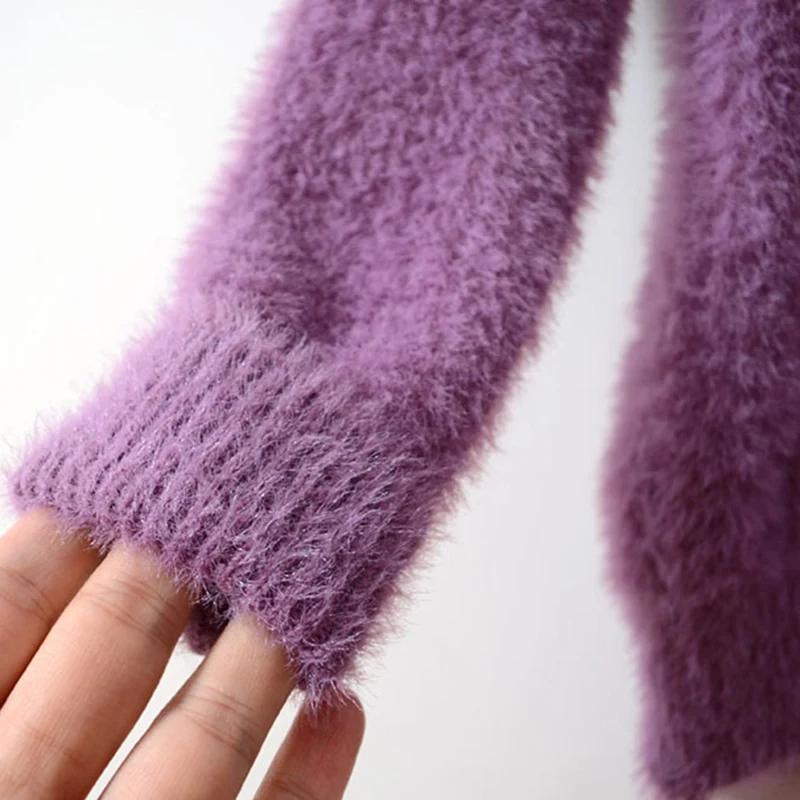 Пушистый свитер женские свитера и пуловеры 2021 кашемировый корейский трикотажный