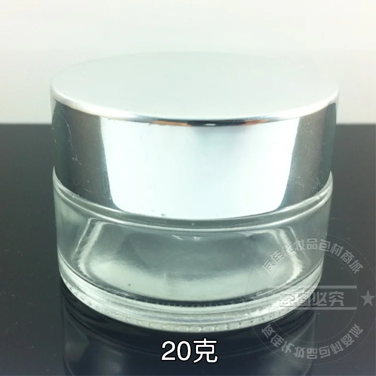 

30 шт. 20g прозрачная стеклянная банка для крема с Блестящий Серебряный алюминиевый крышкой, 20 граммов бутылках косметические банки в оплату з...