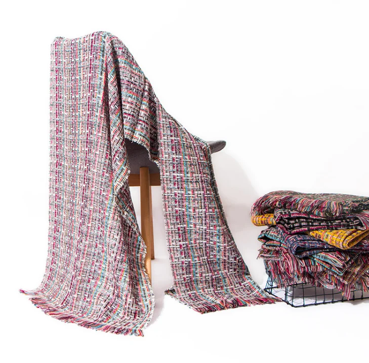 Красочные зимние акриловые шарфы с кисточками в национальном стиле из пашмины