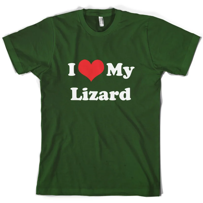 I Love My Lizard - Mens T-Shirt 10 Colours Reptile Dragon S-XXL Print T Shirt Short Sleeve Hot Tops Tshirt Homme | Мужская одежда