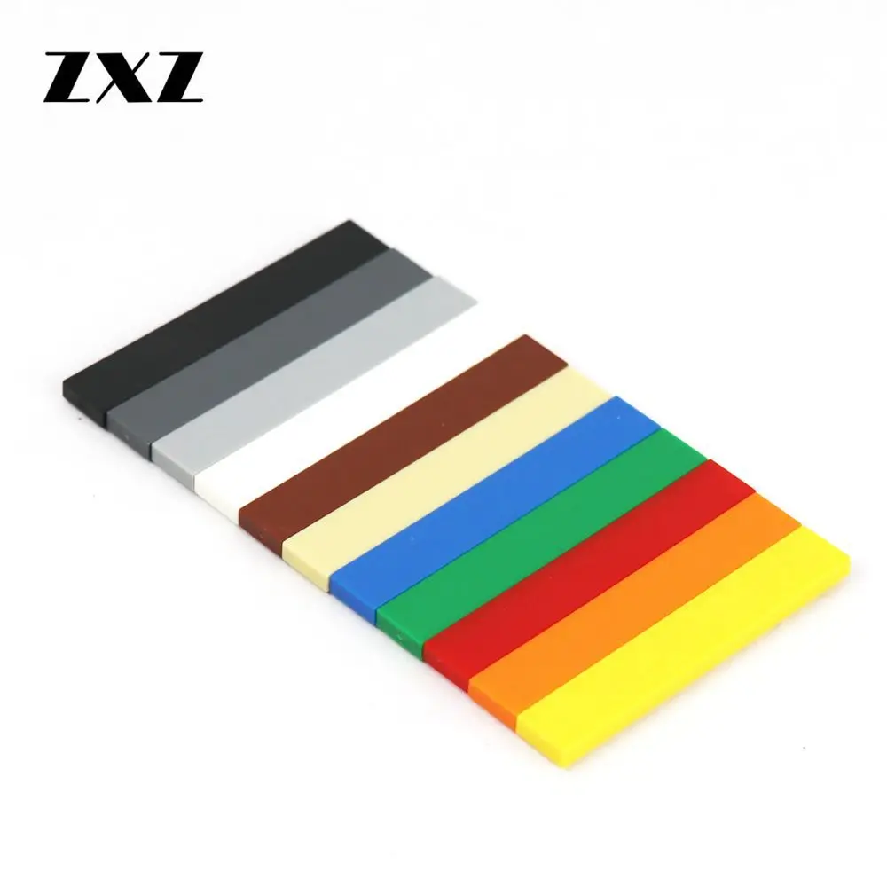 200 шт./лот плоская плитка 1x6 с пазами DIY строительные игрушки блоки гладкая отделка