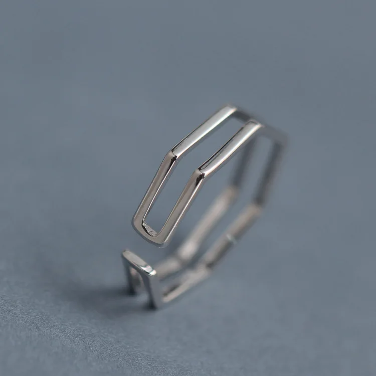 Женские богемные шестиугольные кольца регулируемые серебряного цвета в