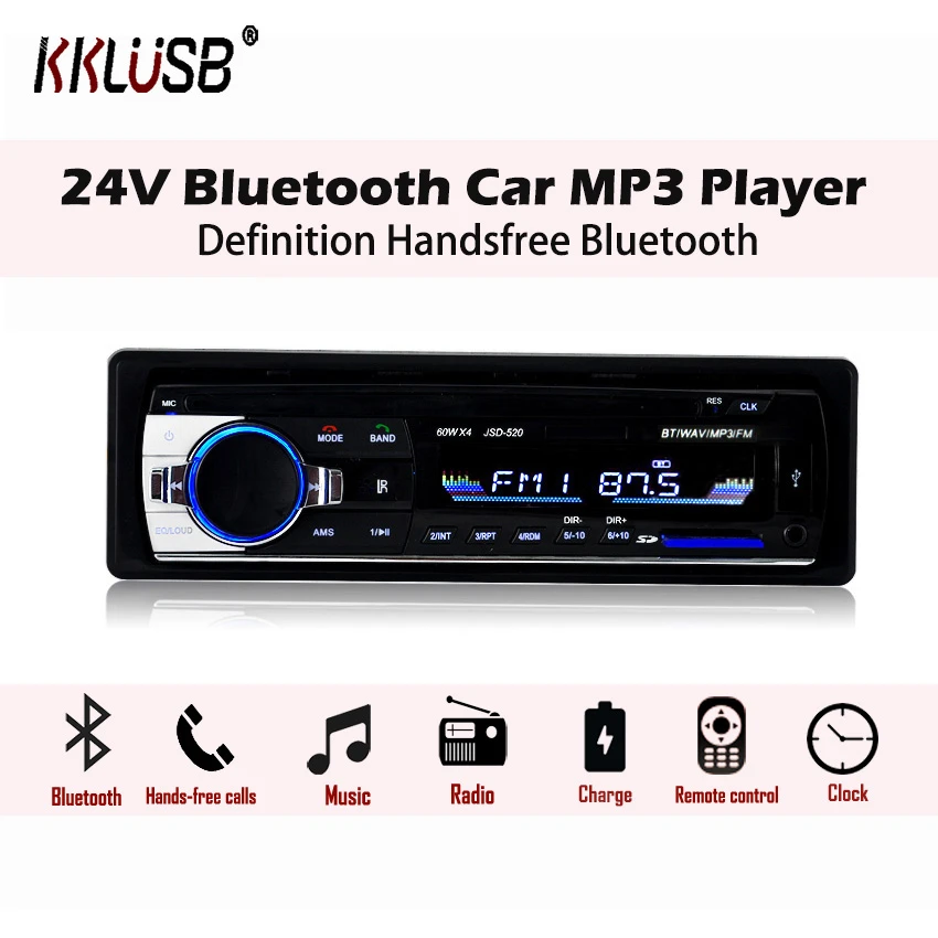 Автомагнитола 1 Din автомагнитола JSD520-24V стерео с Bluetooth fm-радио AUX/USB/SD MP3 один |