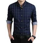 Новинка 2020, осенняя Модная брендовая мужская одежда, приталенная Мужская рубашка с длинным рукавом, мужская клетчатая хлопковая повседневная мужская рубашка, модель 5XL