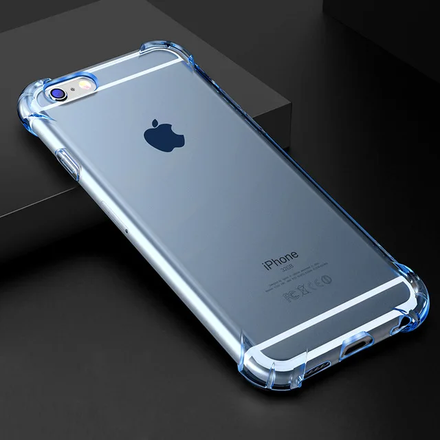 Синий 360 градусов подушка безопасности DropProof мягкий чехол для Iphone XS Max XR 7 8 Plus 6 6s X 10 7P 8 P противоударный прозрачный силиконовый штамп чехол - Цвет: Синий