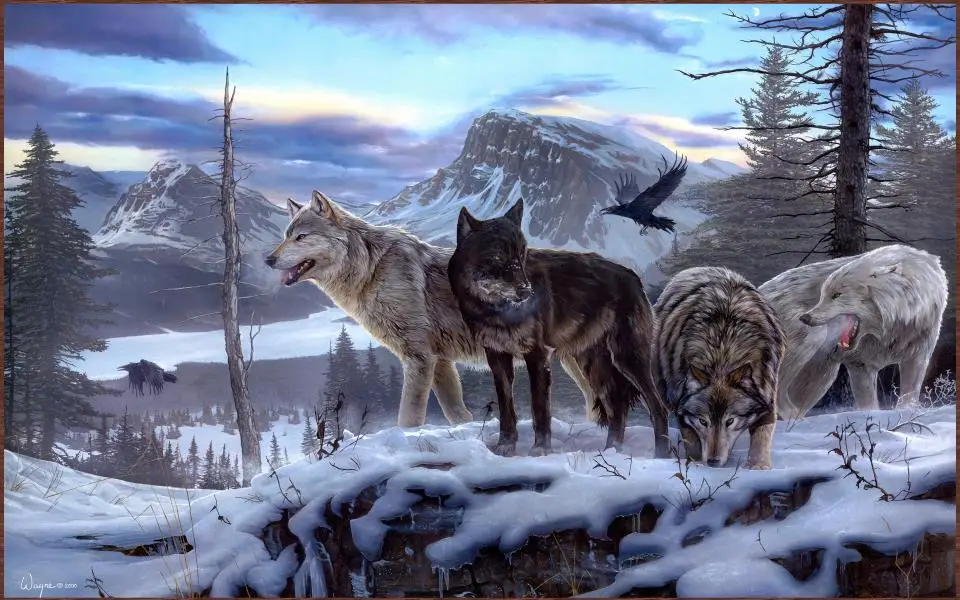 custom 3d photo wallpaper living room mural sticker forests snow mountain wolf painting sofa TV background wall non-woven |