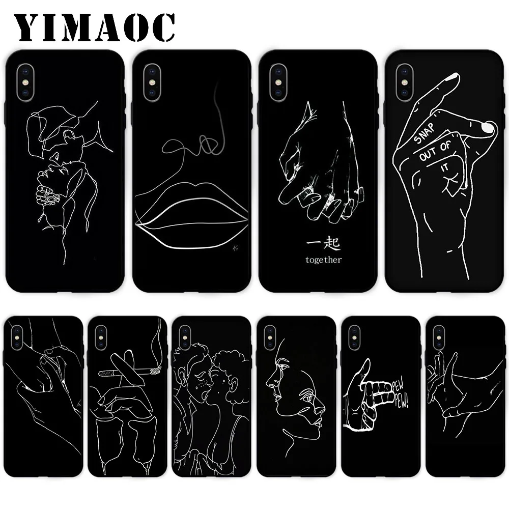 YIMAOC Line art body painting Soft Case for iPhone XS Max XR X 7 8 6 6S Plus 5 5S SE |