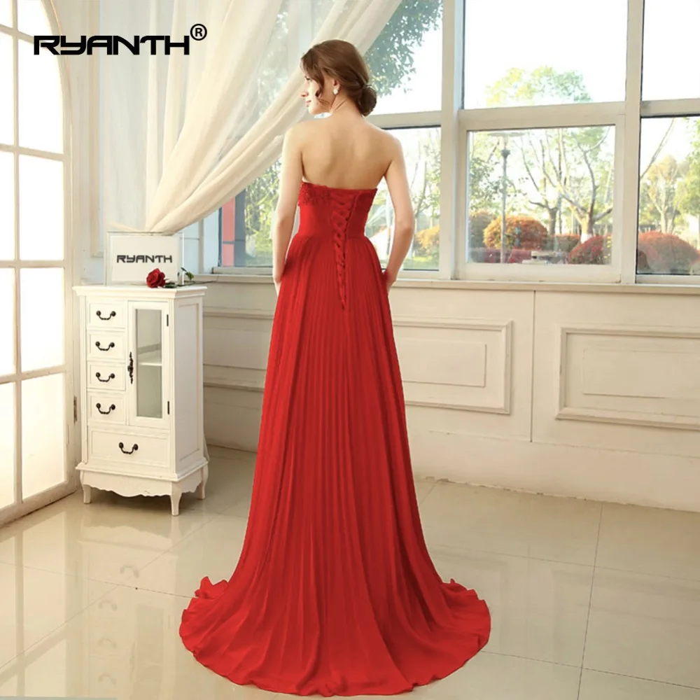 Ryanth Robe De Soiree 2018 женские красные вечерние платья длинное шифоновое торжественное