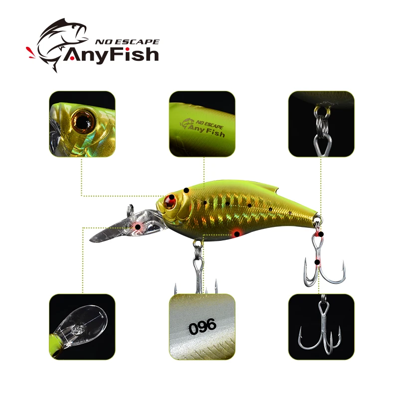 Воблер ANYFISH 60DR плавающие рыболовные приманки с 3D глазами жесткая искусственная