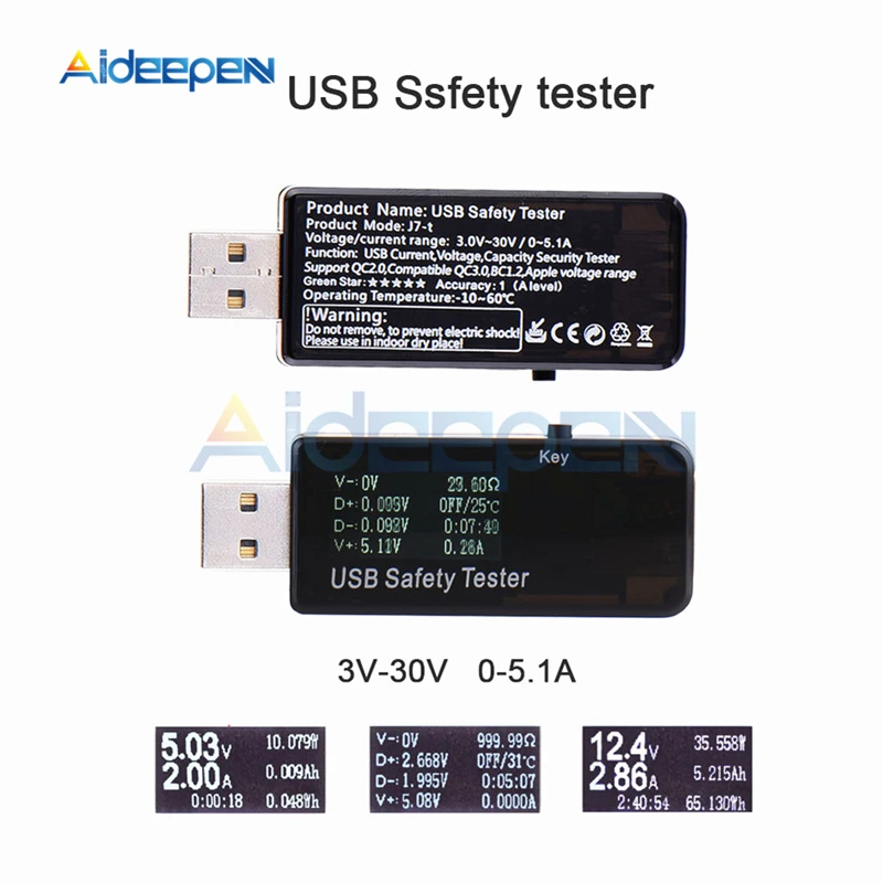 6 в 1 ЖК цифровой вольтметр Амперметр 5 12 В USB Тестер DC измеритель напряжения тока