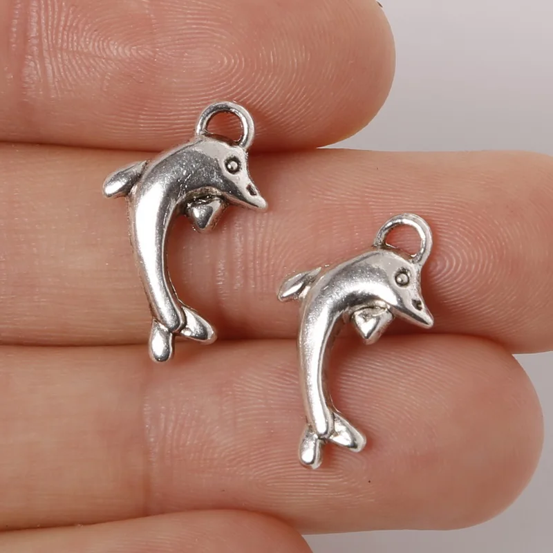 16 шт 11x19 мм цинковый сплав античные серебряные Дельфин DIY Подвески|pendant stainless|charms and