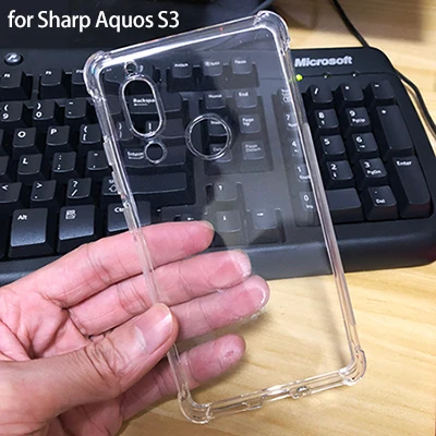 for Sharp Aquos S3 Ударопрочный бампер прозрачный силиконовый чехол для телефона Sharp Aquos S3 High case S2 TPU прозрачная Защита задняя бухта Взрывозащищенная - Цвет: for Sharp Aquos S3