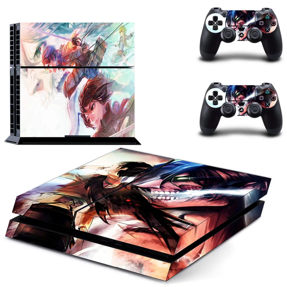 Атака на Титанов PS4 кожи Стикеры наклейка для Sony Игровые приставки 4 консоли и 2 Пульты ДУ для игровых приставок PS4 кожи Стикеры винил