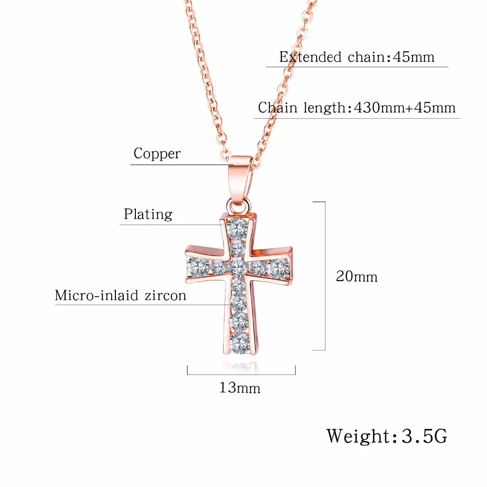 Европейская и американская поп роза золото Иисус подвеска-крестик со стразами