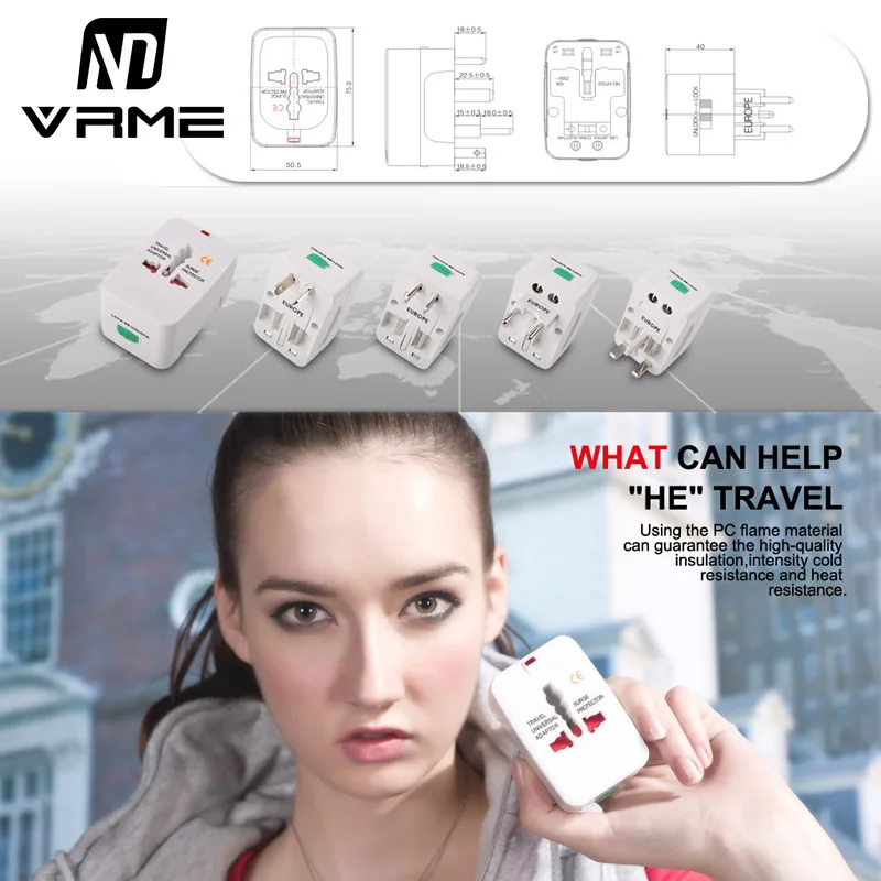 Vrme Travel Adapter AC Power Universal Converter Electrical Plug Socket US UK EU AU Interional | Электроника