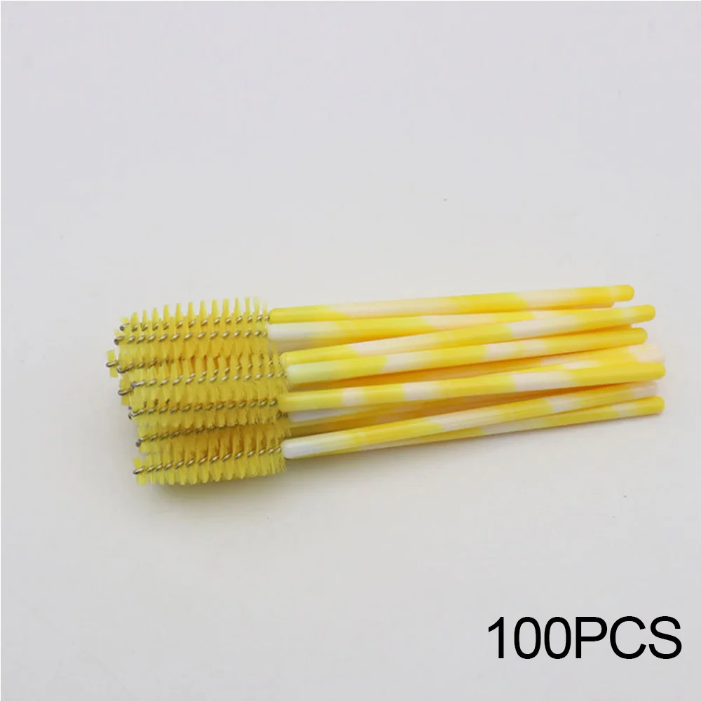 100pcs Y 50/100 шт одноразовые палочки Masacara аппликатор для ресниц кисти Нейлоновые цветные профессиональные инструменты для макияжа - Handle Color: 100pcs Y