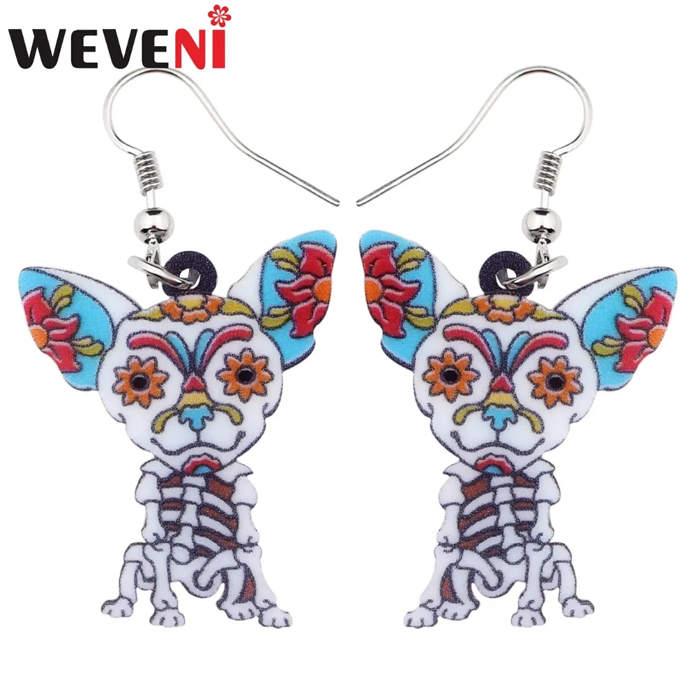 Серьги с цветами WEVENI акриловые серьги собаками в виде скелета для Хэллоуина