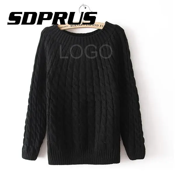 

Clearance Sale Lady Girl Autumn Casual Loose Knitwear Round Neck Retro Long Pullovers Black