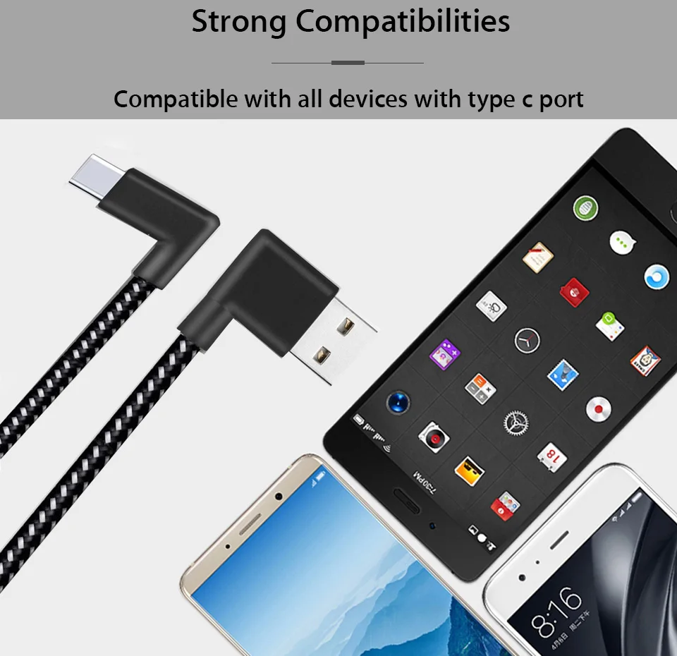 90 градусов l-образный Usb type C кабель для быстрой зарядки 20 см 1 м 2 м 2 м usb-c кабель типо c для игр для samsung Note 10 S10