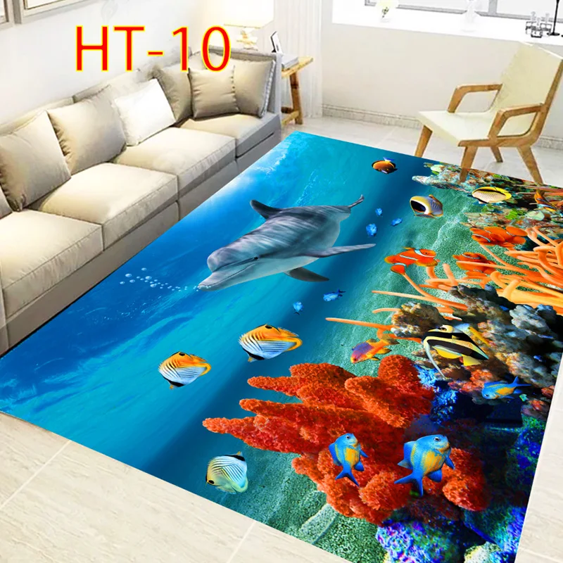 Blue Sea ocean Mediterranean Style 3D Carpets for Living Room Bedroom Area Rugs Coffee Table Sofa Bed Floor Mat Hallway Carpet - Цвет: HT10