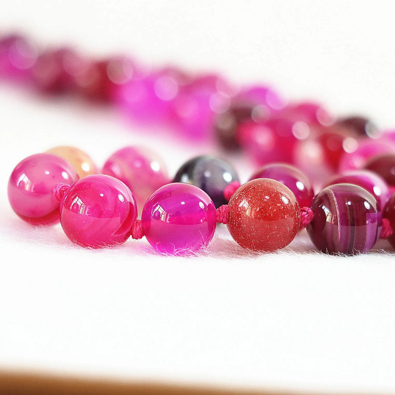 Beautiful 8 mm Rose striped agate gemstone bead necklace 18 &quotAAA jade | Украшения и аксессуары