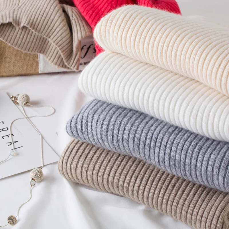 Женский модный кашемировый свитер с высоким воротом белый черный серый длинным