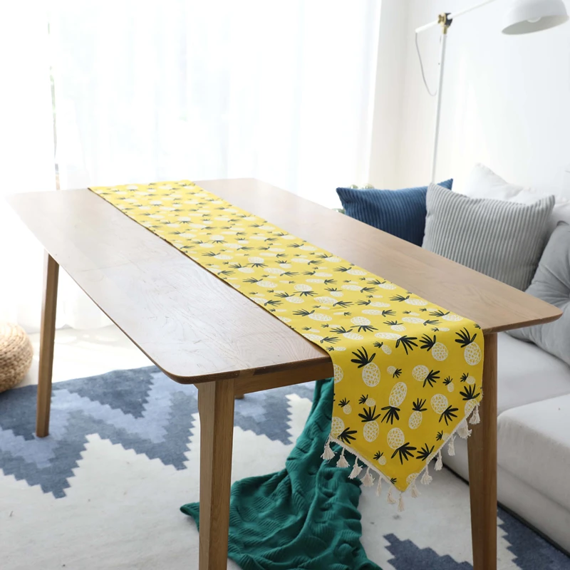 

Cartoon Fruits Table Runner Modern Furniture Covers For TV Cabinets With Tassel Home Decoration Dining Tablecloth camino de mesa