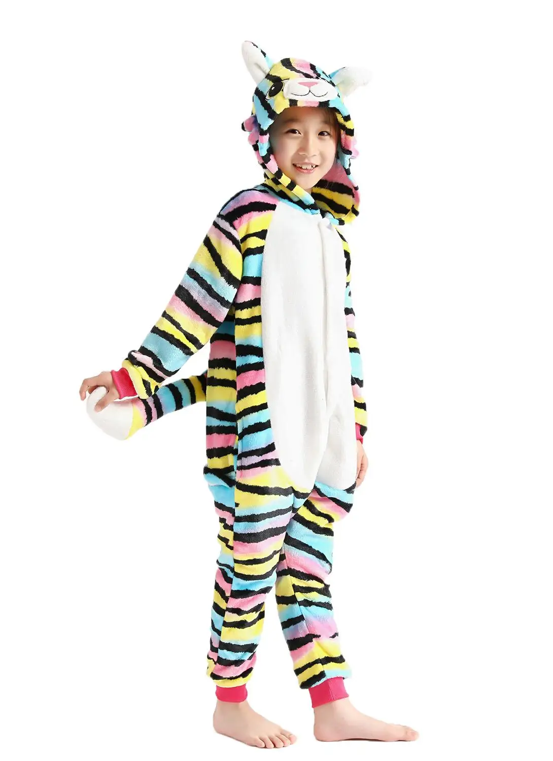 Children Pajamas Kids color cat Pajama Onesie Cartoon Unisex Warm Winter Pijamas Soft Comfortable with back zipper | Тематическая