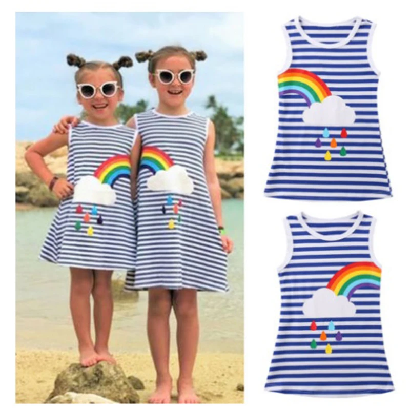 Baby Girl Clothes Dress Summer 2019 Girls Peacock Printed Princess Children Clothing European and American Style | Детская одежда и