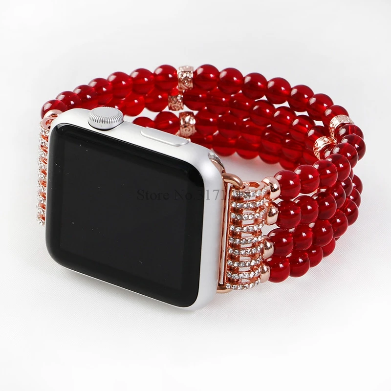 Ремешок эластичный для Apple Watch сменный Браслет с имитацией жемчуга из