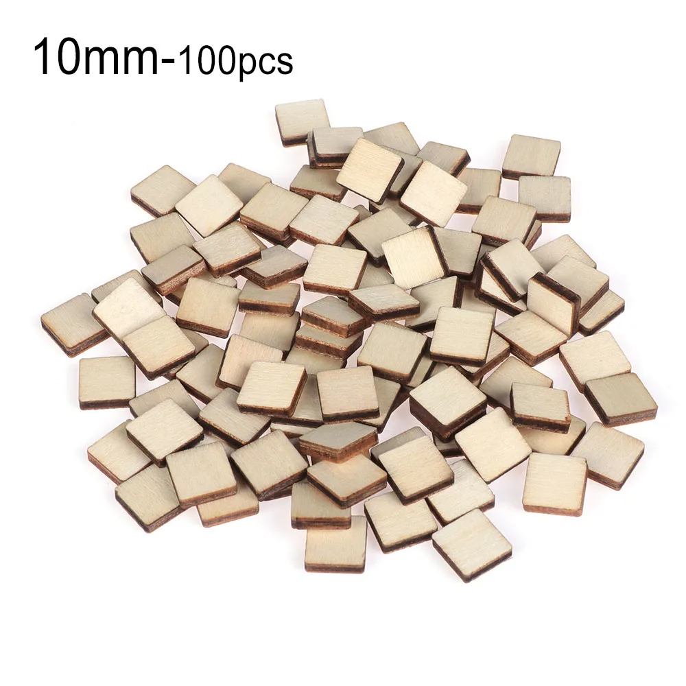 20mm-100pcs 10/50/100 шт деревянные части Неокрашенная дощечка квадратный Незаконченный для рукоделия пирография проектов игры Скрапбукинг модель здания - Цвет: 20mm-100pcs