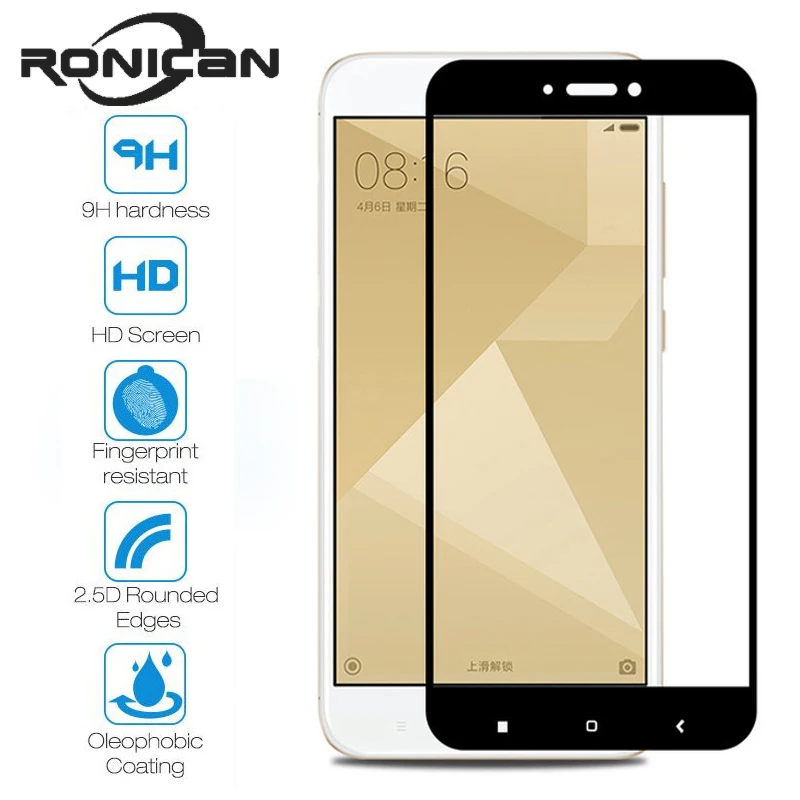Для Xiaomi Redmi 4X закаленное стекло 2 шт. полное покрытие твердостью 9H 2.5D для Защитная