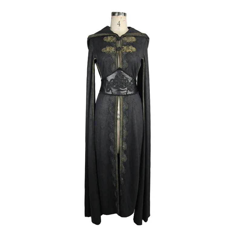 Coat with Girdle Дьявол Мода Благородный дворец Ветер Ретро стимпанк плащ пальто готический черный повседневный с капюшоном длинным рукавом вышивка плащ Тренч - Цвет: Coat with Girdle
