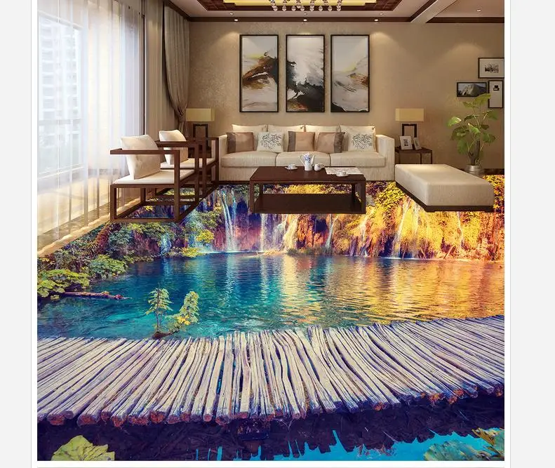 Водоустойчивое напольное украшение дома поток деревянная напольная плитка для