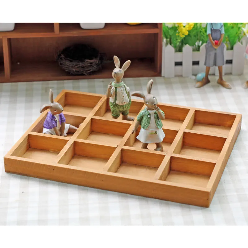 Винтажный поднос для хранения настольных ремесел деревянные цветочные горшки