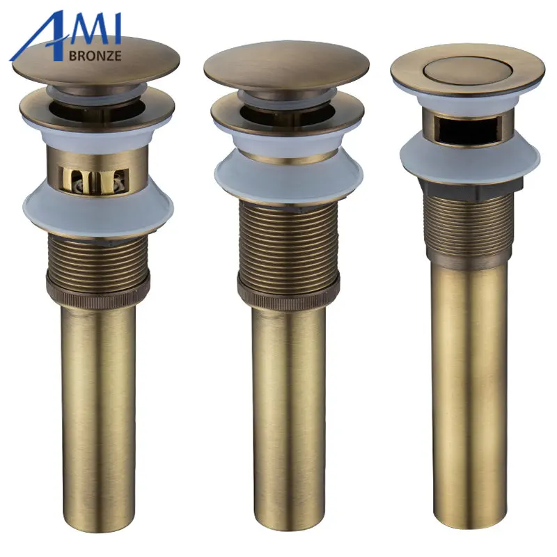 Античный бронзовый пресс для раковины в ванной комнате выдвижная стопор слива