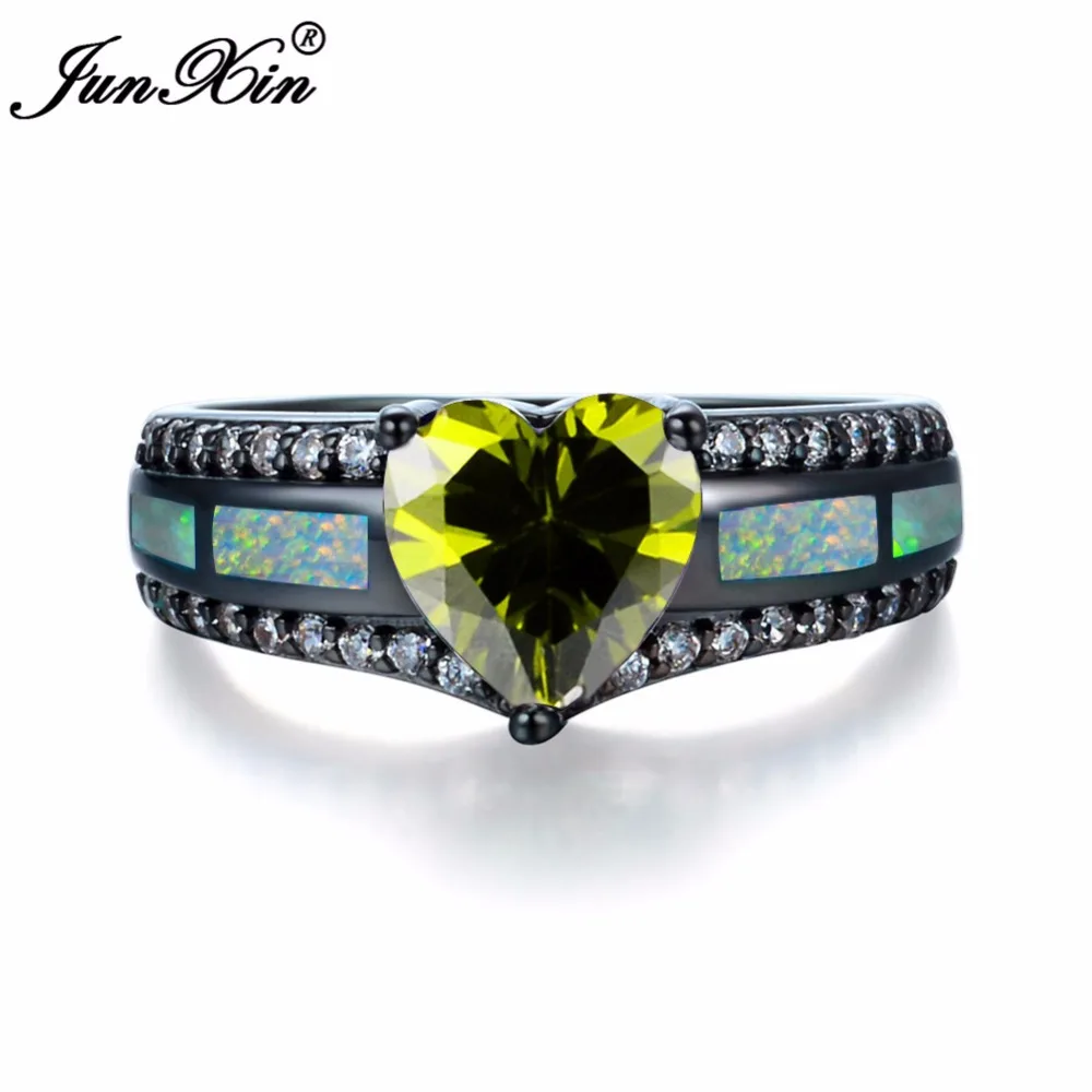 JUNXIN Male Female Blue/Green/Purple Zircon Stone Ring Fashion White Fire Opal Rings For Men And Women Vintage Wedding | Украшения и