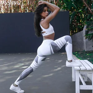 MSSNNG зала, занятий йогой, штаны с принтом спортивная одежда Высокая Талия животик Управление спортивные штаны, легинсы Для женщин Фитнес для занятия йогой колготки YP02