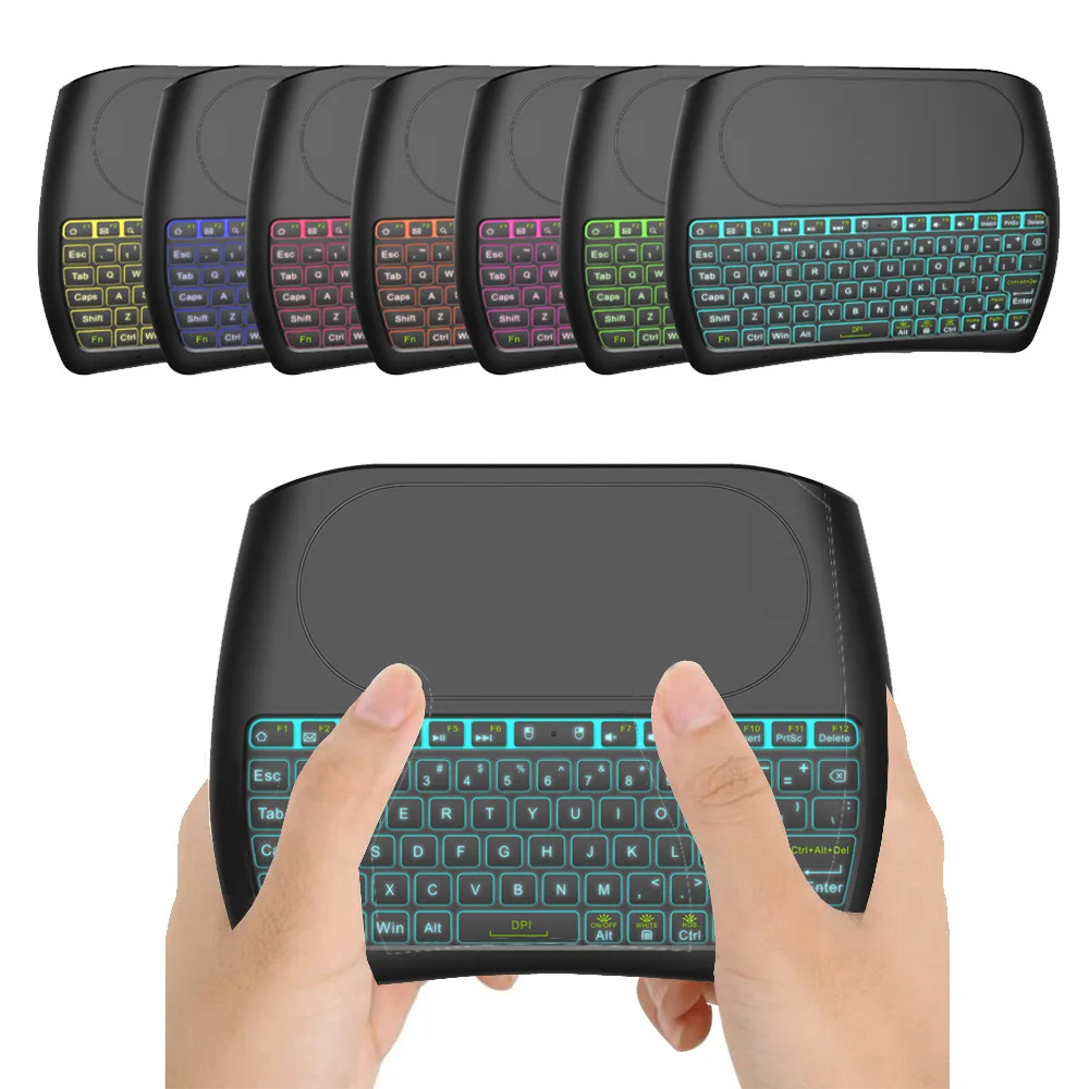 7 color Backlit D8 i8 2.4Ghz Wireless Mini Keyboard English Russian Air Mouse Touchpad Controller for Android TV BOX PC |