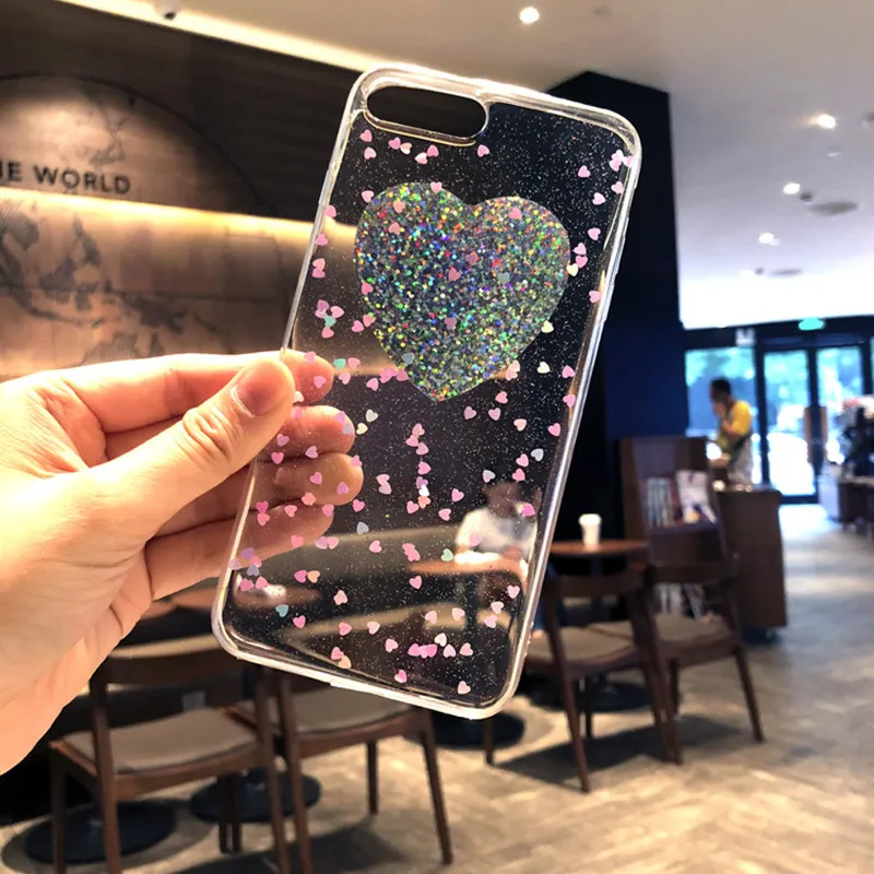 Luxury Shining Powder Sequins Phone Case For iphone XS Max XR 6 6s 7 8 Plus Cases Fashion Glitter Love Heart Covers Fundas Capa |